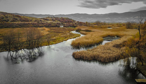 Scenic view of lake against sky