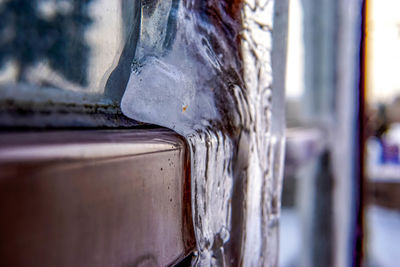 Close-up of icicles on snow