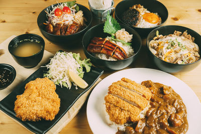 High angle view of food on table