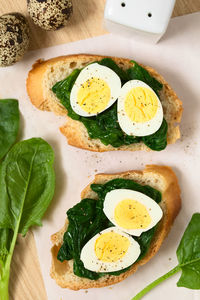 Close-up of breakfast served on table