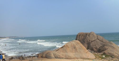 Scenic view of sea against clear sky