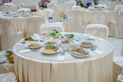 High angle view of cake on table