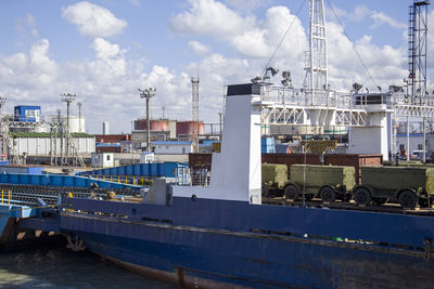 Harbor against sky