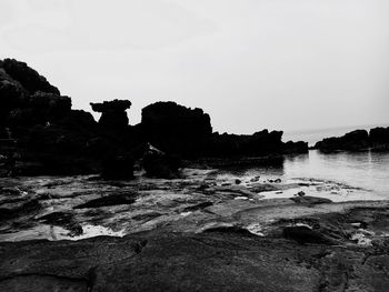 Scenic view of sea against clear sky