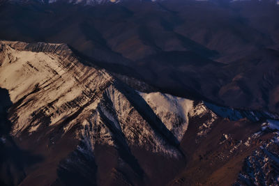 High angle view of snowcapped mountains