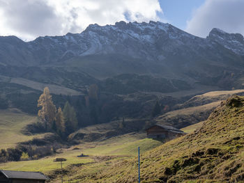 Scenic view of mountains against sky at seiser alm