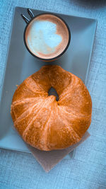 High angle view of donut on table