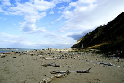 Scenic view of beach against sky