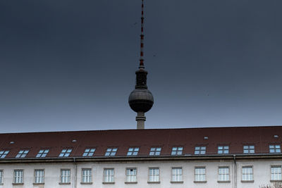 Low angle view of buildings against sky in city