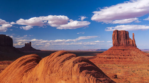 Panoramic view of rock formations against sky