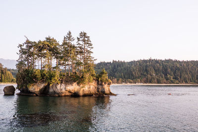 Scenic view of lake against clear sky