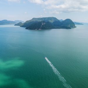 High angle view of sea against sky