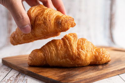 Close-up of person preparing food