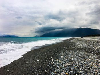 Scenic view of beach against sky