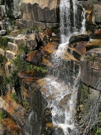 Scenic view of waterfall against sky