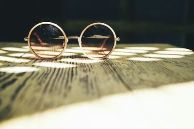 Eyeglasses on table at home