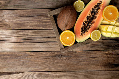 Directly above shot of fruits on table