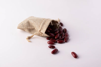 High angle view of fruits against white background