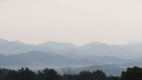 Scenic view of mountains against clear sky