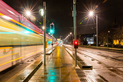 View of city street at night