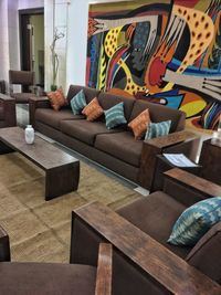 Empty chairs and tables at home