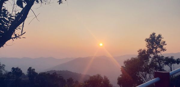 Silhouette trees against sky during sunset