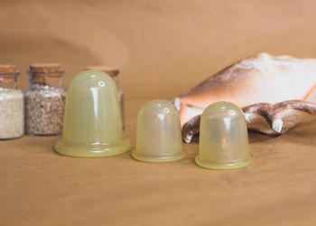 Close-up of drink in jar on table