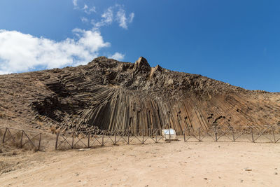 Panoramic view of arid landscape against sky