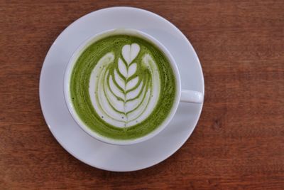 High angle view of coffee on table