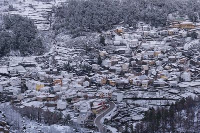 Aerial view of city during winter