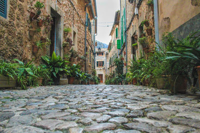 Footpath amidst buildings in city