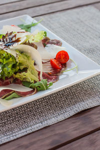 Close-up of salad in plate on table