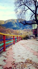 Scenic view of mountains against sky during autumn