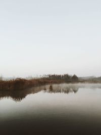 Scenic view of lake against clear sky