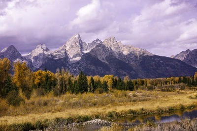 Scenic view of mountains against sky