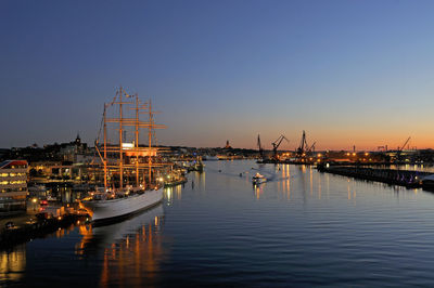 Tall ship at sunset