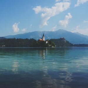 Scenic view of lake against sky