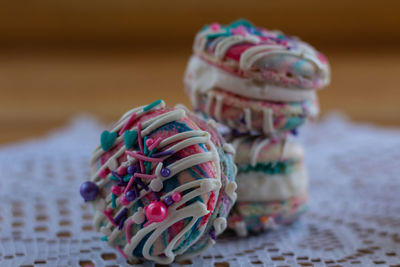 Close-up of candies on table