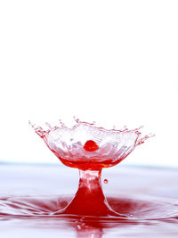 Close-up of water drops on white background