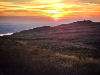 Scenic view of landscape at sunset