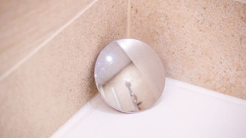 High angle view of faucet in bathroom at home