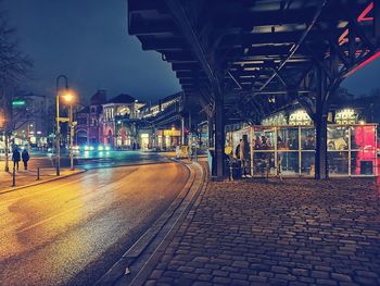 View of railroad tracks at night
