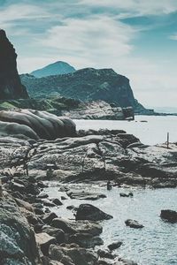 Scenic view of mountains against sky