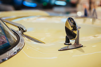 Close-up of clasic car side mirror