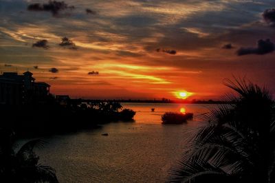 Scenic view of sea at sunset