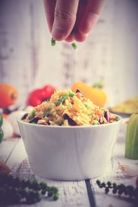 Close-up of hand holding food