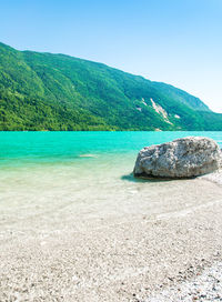 Scenic view of sea against clear sky