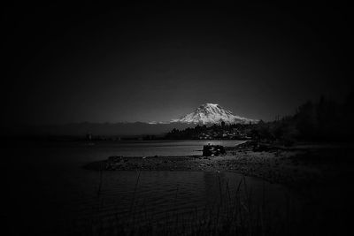 Scenic view of lake and mountains