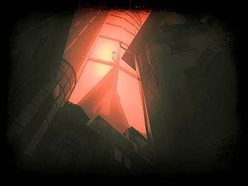 Low angle view of illuminated built structure