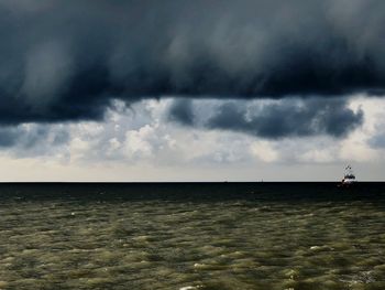 Scenic view of sea against cloudy sky